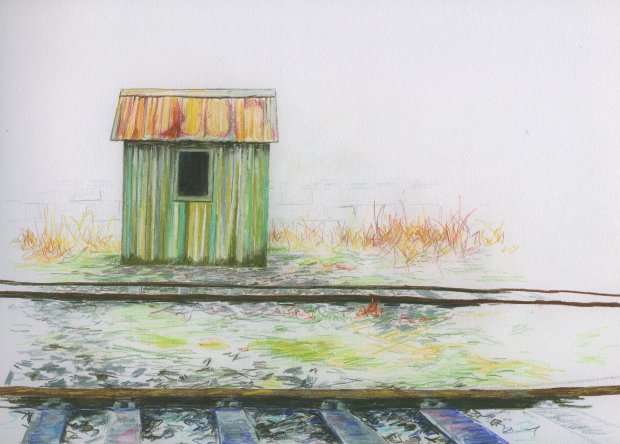 a huntly shed, 20x27cm