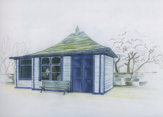 a station building at Nairn, 20x27cm