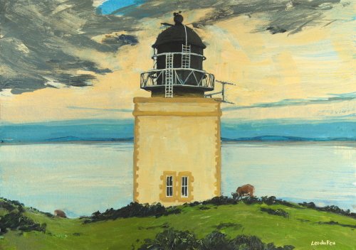 Holy Isle Outer Lighthouse, Soay sheep, 21x29cm