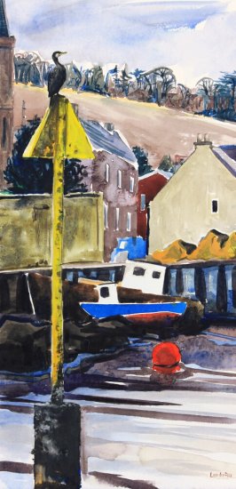 cormorant & Ferryden village, Montrose, 35x17cm